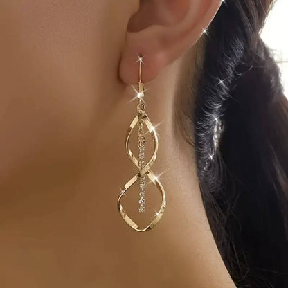 Gold Crystal Infinity Dangling Earrings