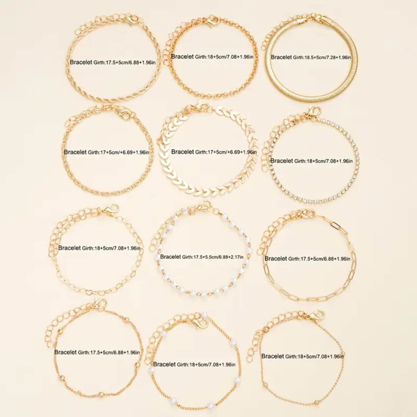 Gold Elegant Pearl Chain Bracelet Set