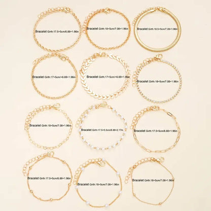 Gold Elegant Pearl Chain Bracelet Set