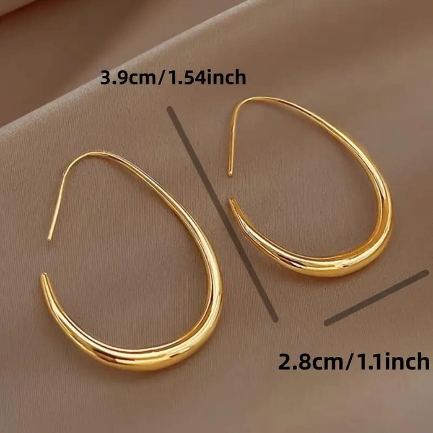 Gold Elegant Teardrop Hoop Earrings