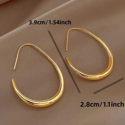 Gold Elegant Teardrop Hoop Earrings