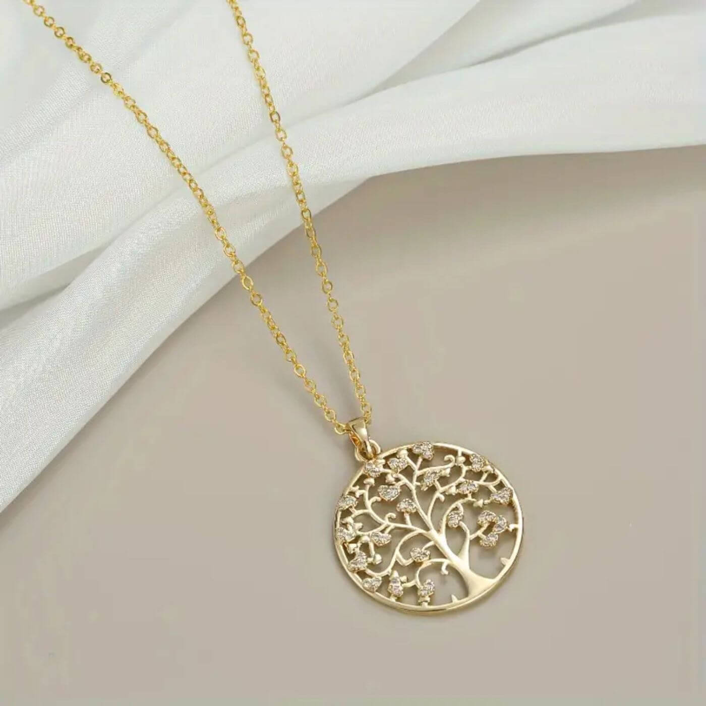 Gold Elegant Tree of Life Pendant Necklace