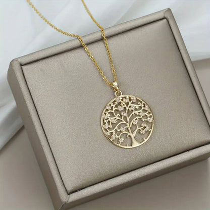 Gold Elegant Tree of Life Pendant Necklace
