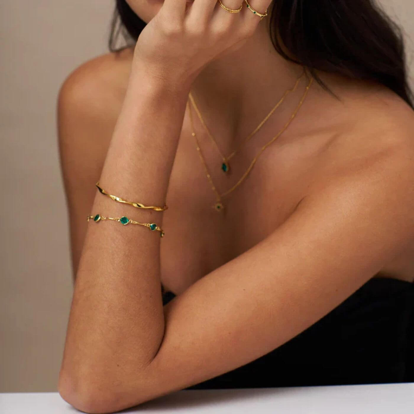 Gold Emerald Accent Bracelet