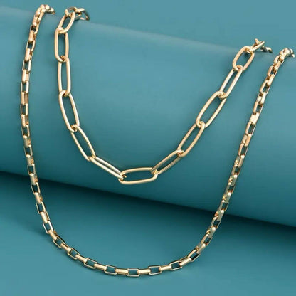 Gold Geometric Link Chain Necklace