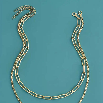 Gold Geometric Link Chain Necklace