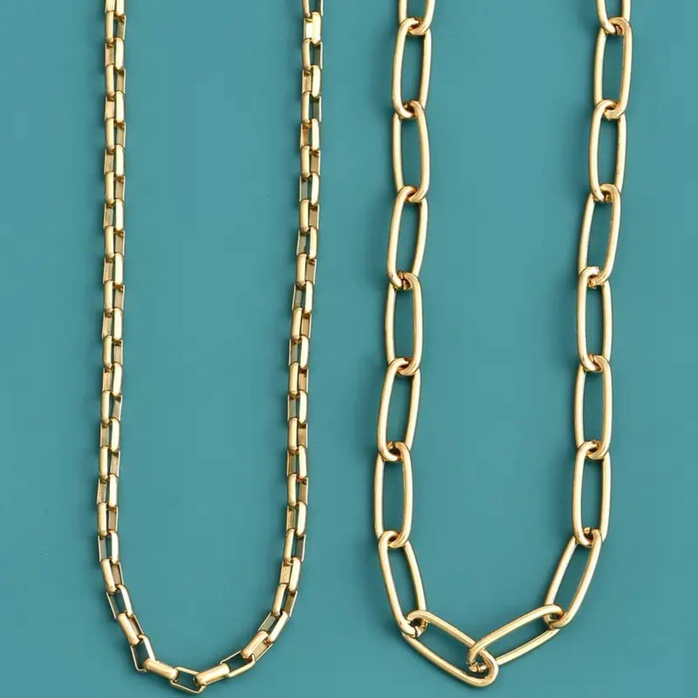 Gold Geometric Link Chain Necklace