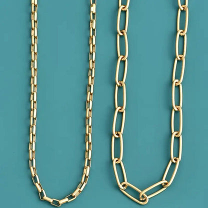 Gold Geometric Link Chain Necklace