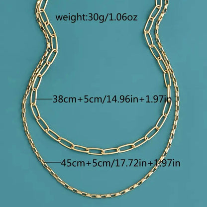 Gold Geometric Link Chain Necklace