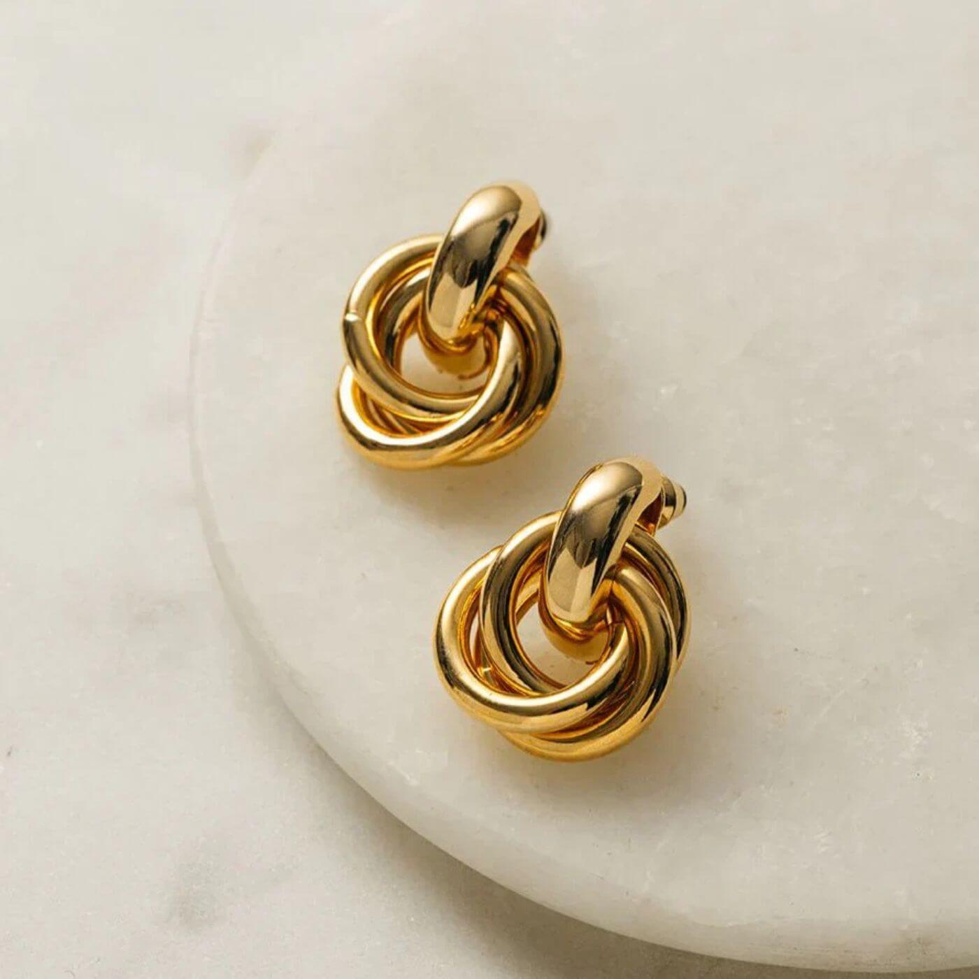 Gold Interlock Hoop Earrings