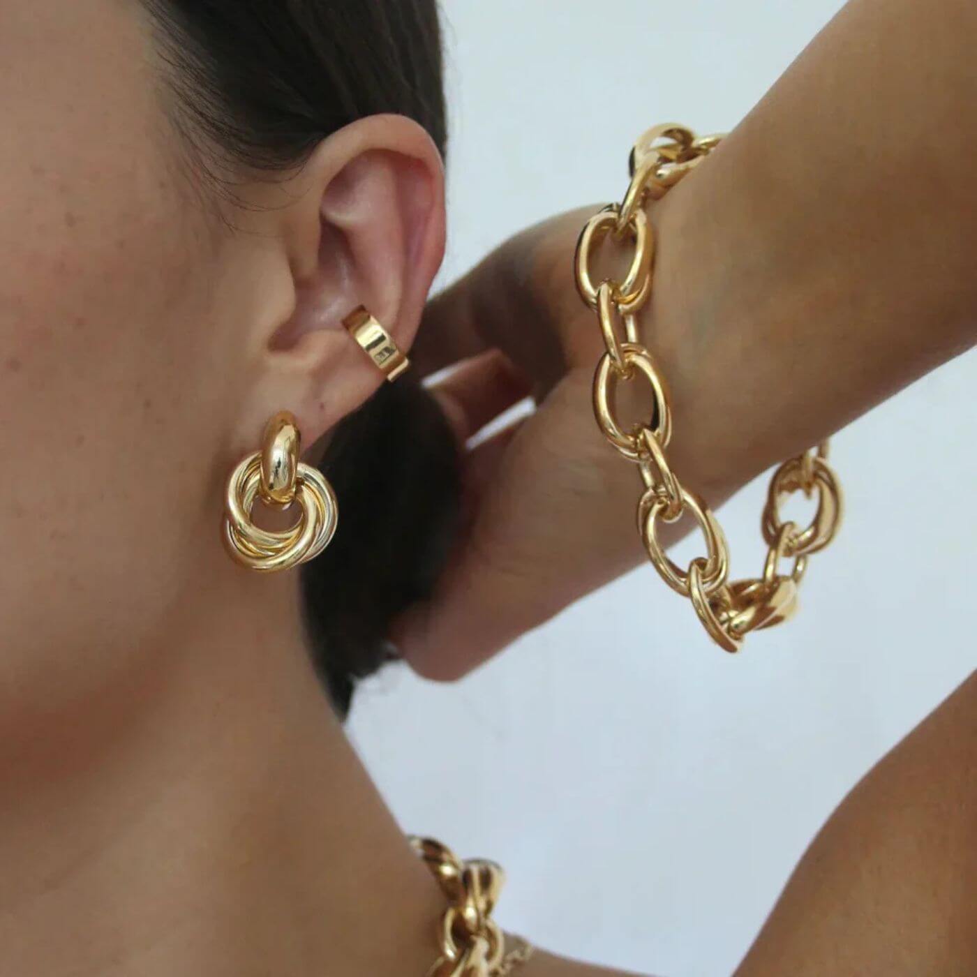 Gold Interlock Hoop Earrings