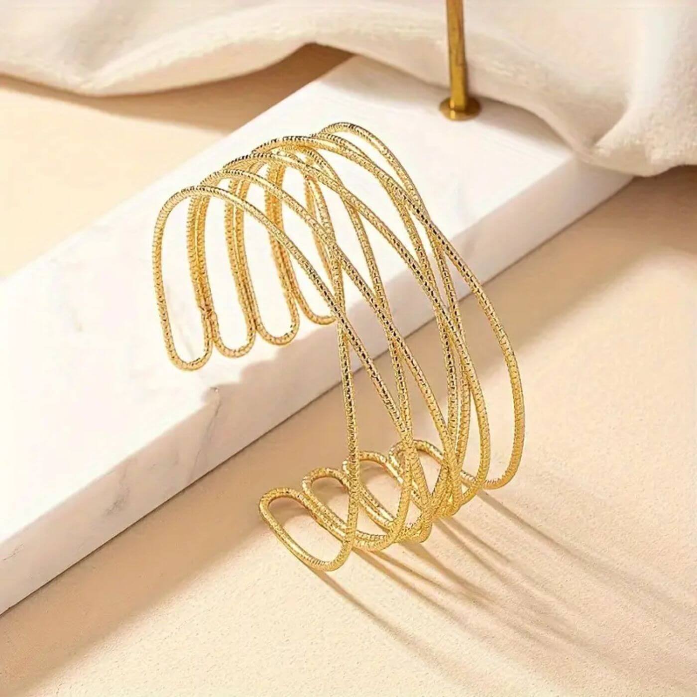 Gold Twisted Wave Cuff Bracelet