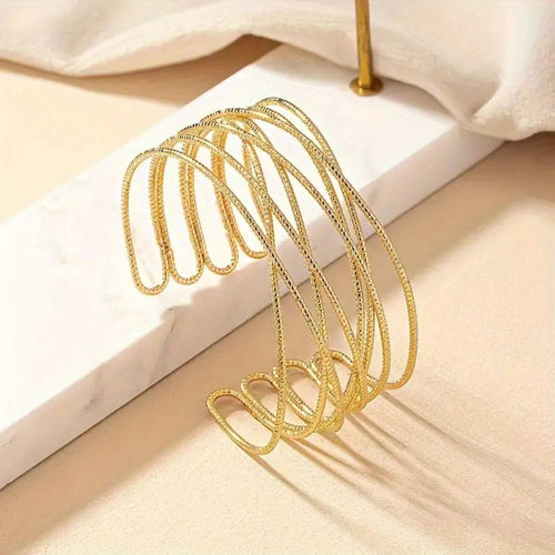 Gold Twisted Wave Cuff Bracelet