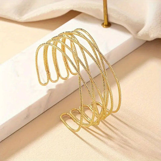 Gold Twisted Wave Cuff Bracelet