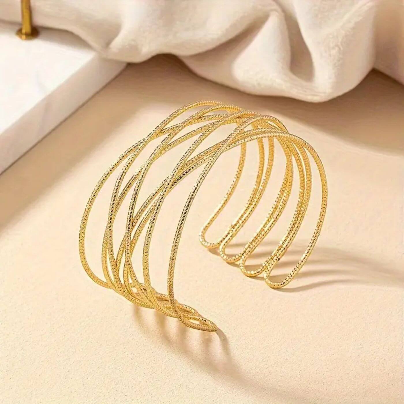 Gold Twisted Wave Cuff Bracelet