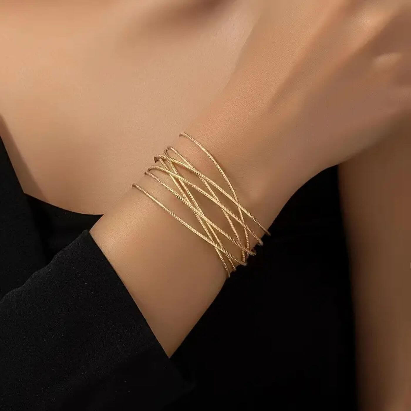 Gold Twisted Wave Cuff Bracelet