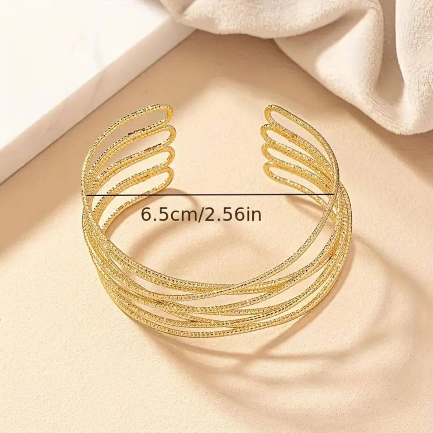 Gold Twisted Wave Cuff Bracelet