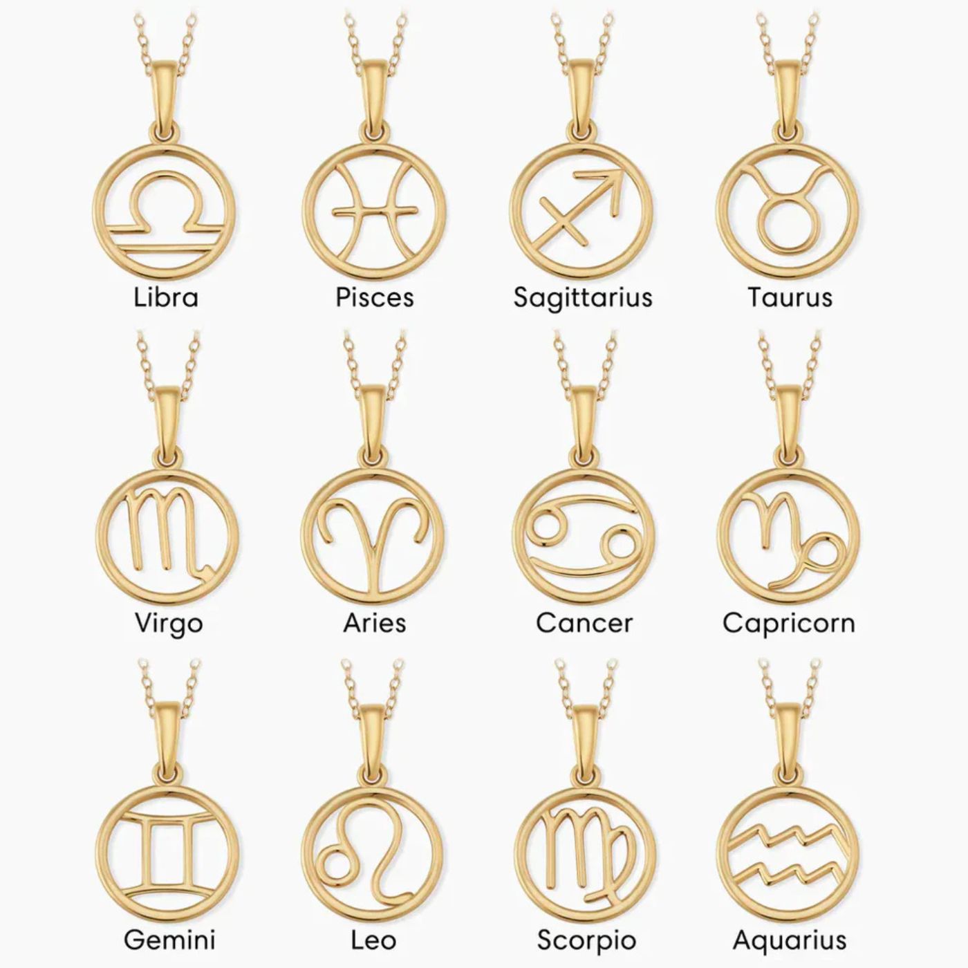 Gold Zodiac Pendant Necklace