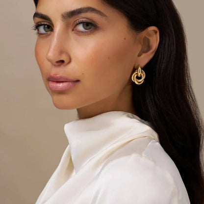 Gold Interlock Hoop Earrings
