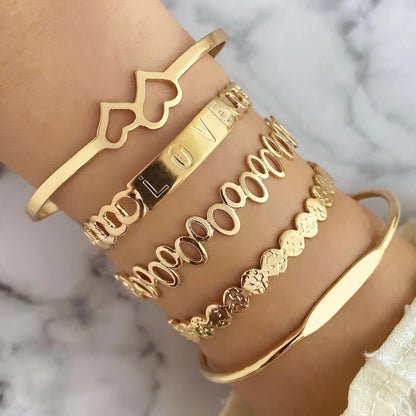 Golden Aurora Love Cuff Bracelet Set