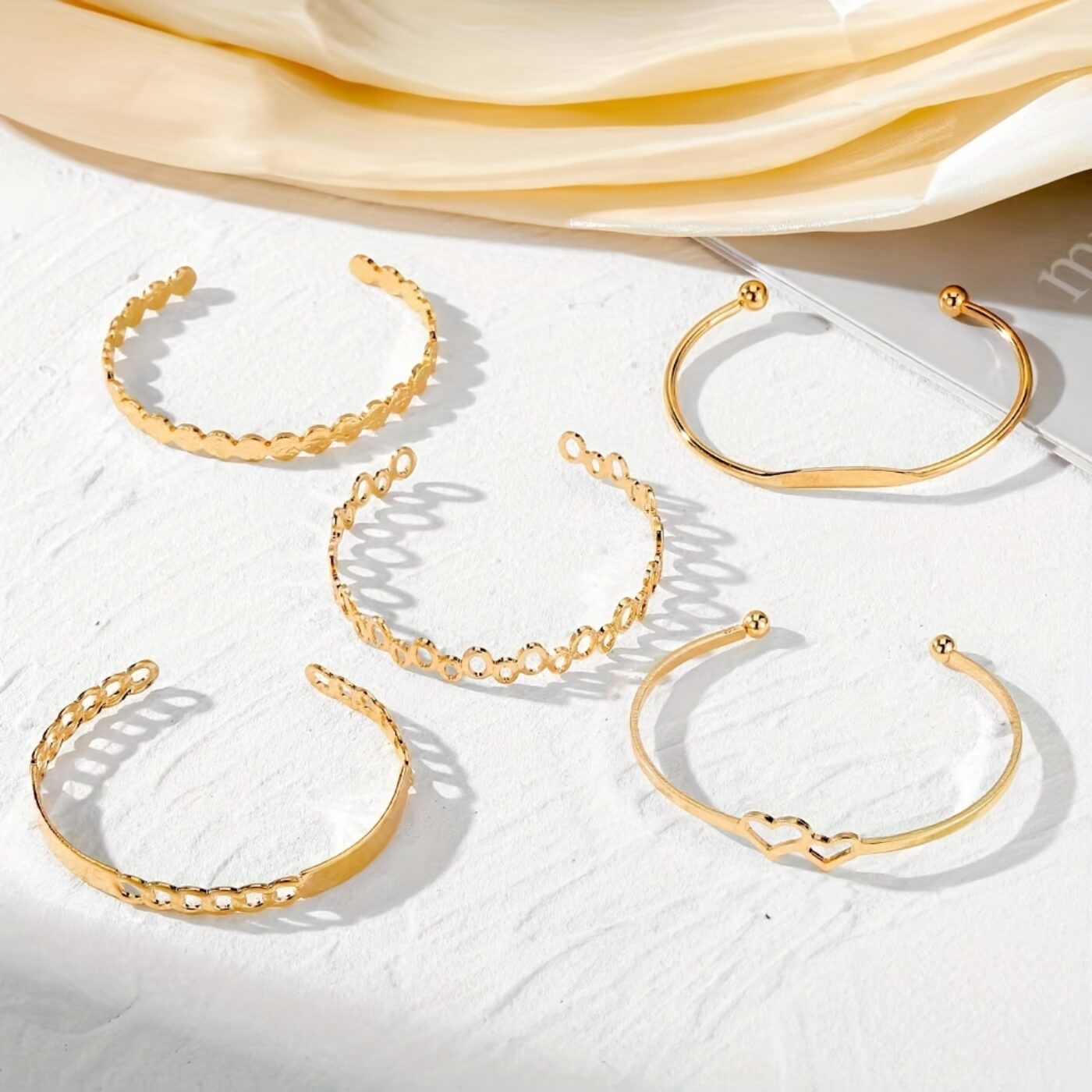Golden Aurora Love Cuff Bracelet Set