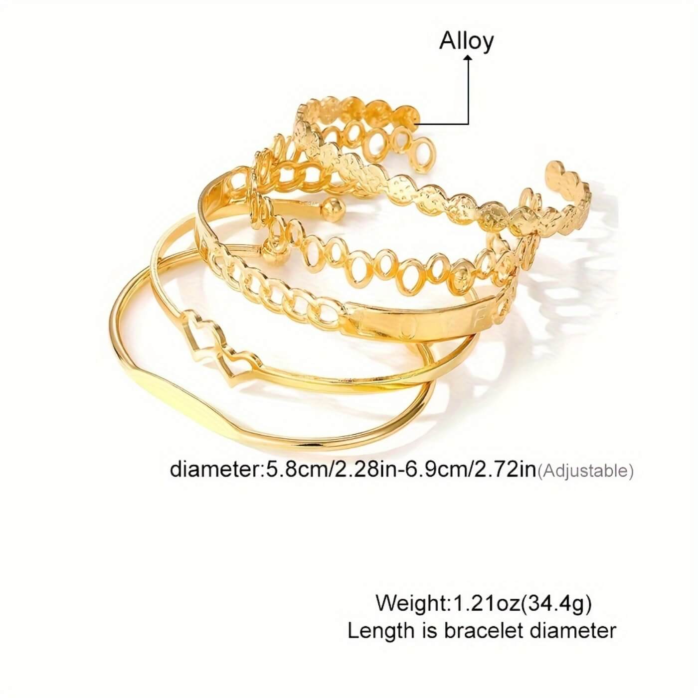 Golden Aurora Love Cuff Bracelet Set