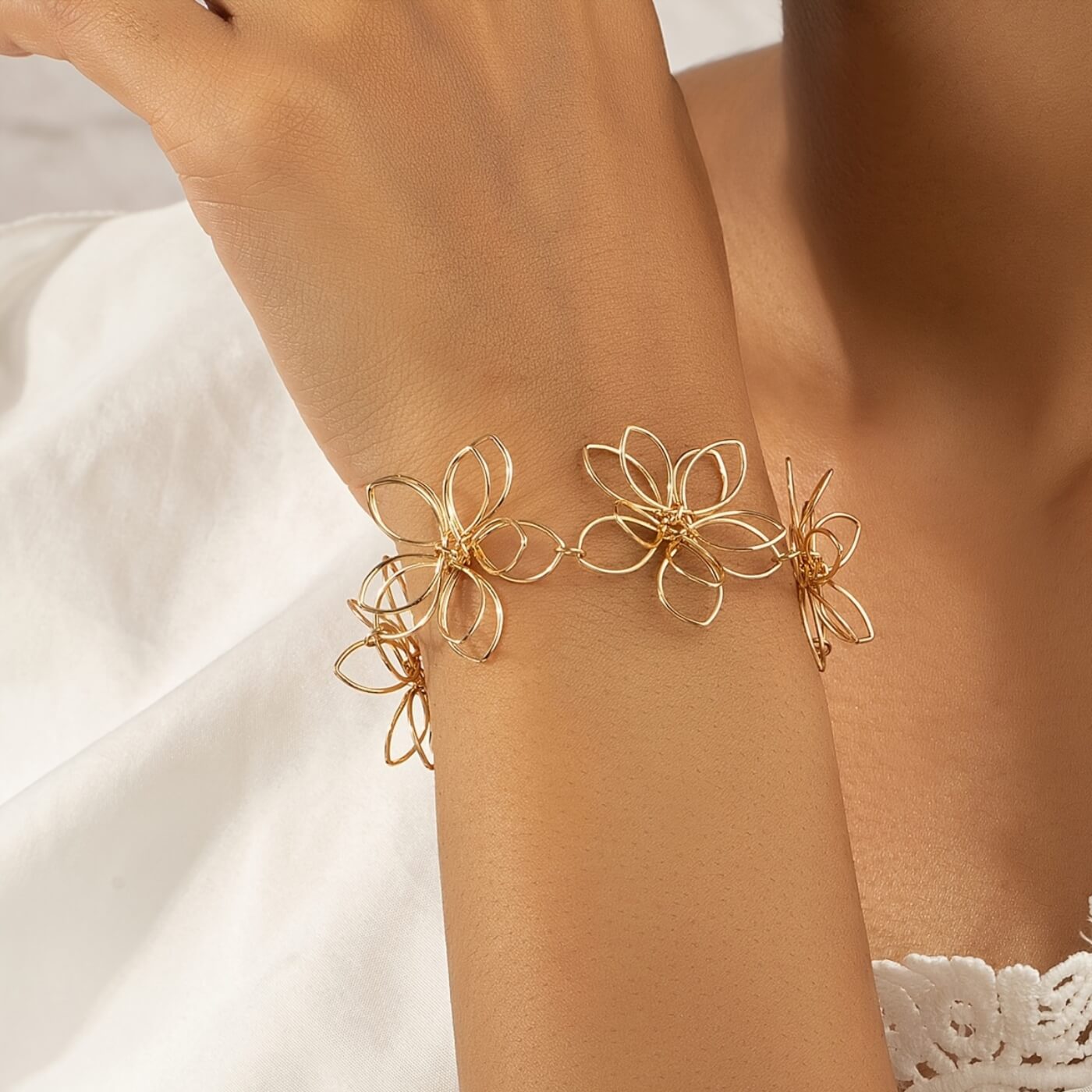 Golden Bloom Floral Bracelet