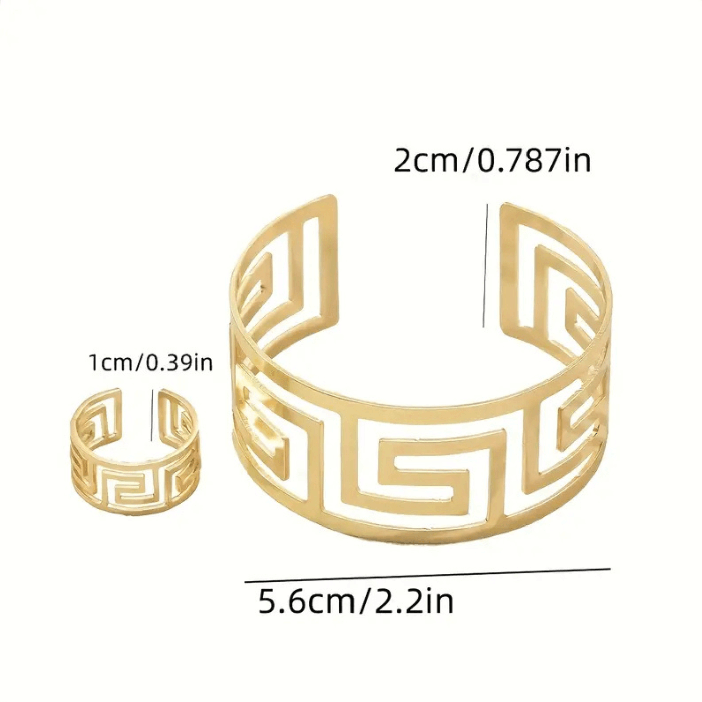 Golden Classic Pattern Cuff Set