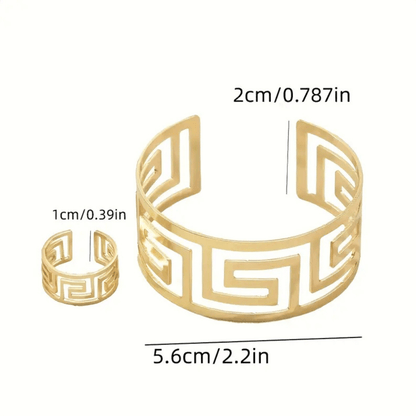 Golden Classic Pattern Cuff Set
