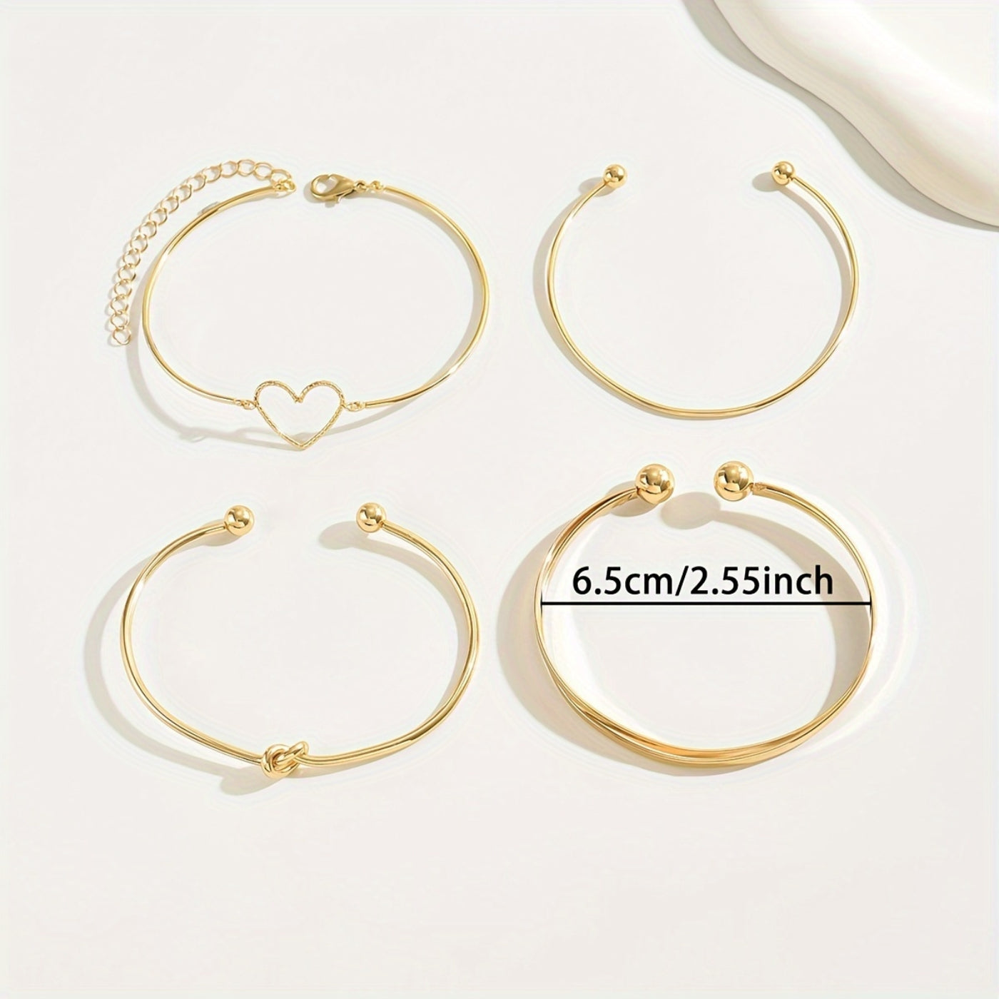 Golden Heart Charm Bangle Set