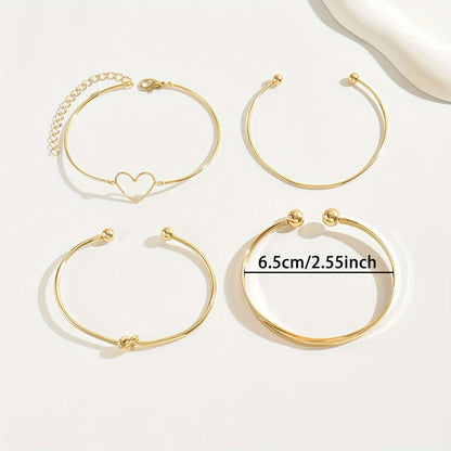 Golden Heart Charm Bangle Set