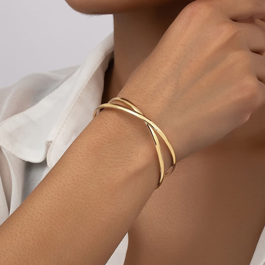 Golden Twist Bangle Bracelet