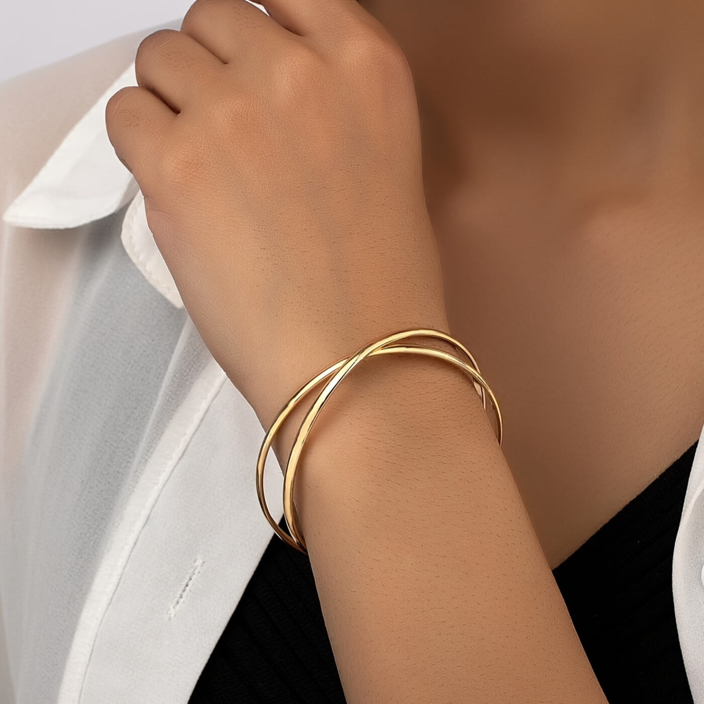 Golden Twist Bangle Bracelet