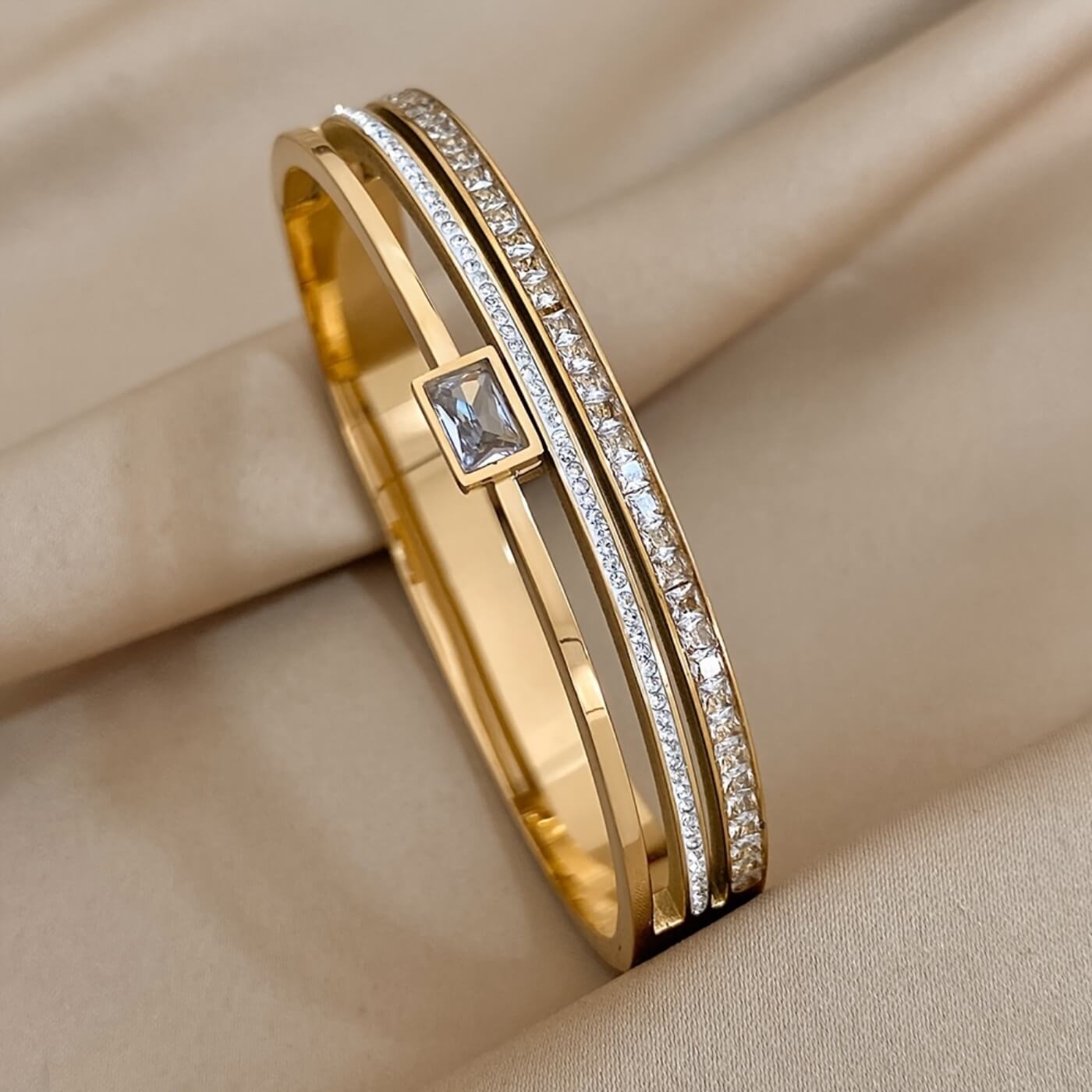 Golden Zirconia Layered Bracelet