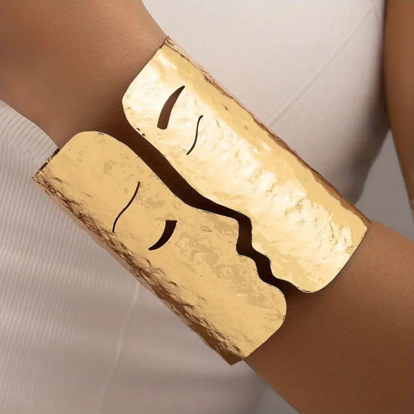 Luxury Artistic Face Open Cuff Bracelet
