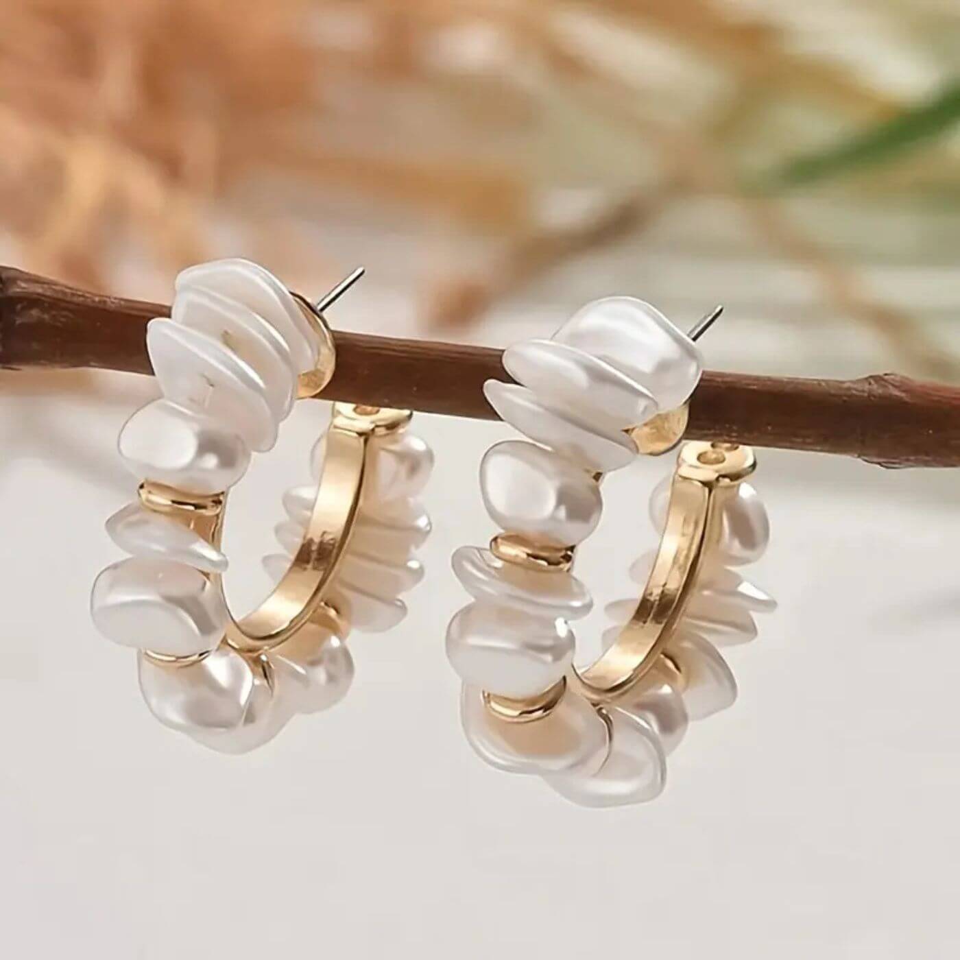 Luxury Baroque Pearl Hoop Earrings