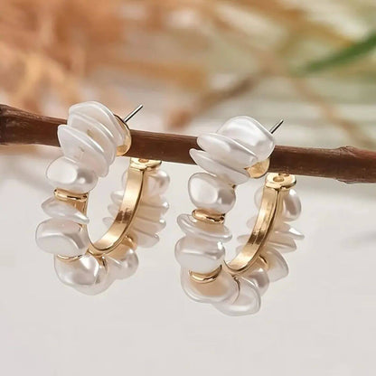 Luxury Baroque Pearl Hoop Earrings