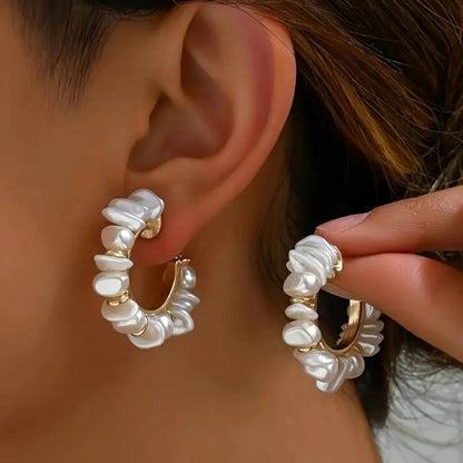 Luxury Baroque Pearl Hoop Earrings