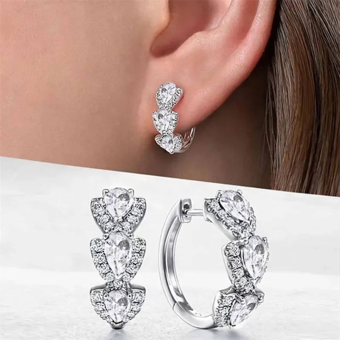 Luxury Crystal Cluster Hoop Earrings