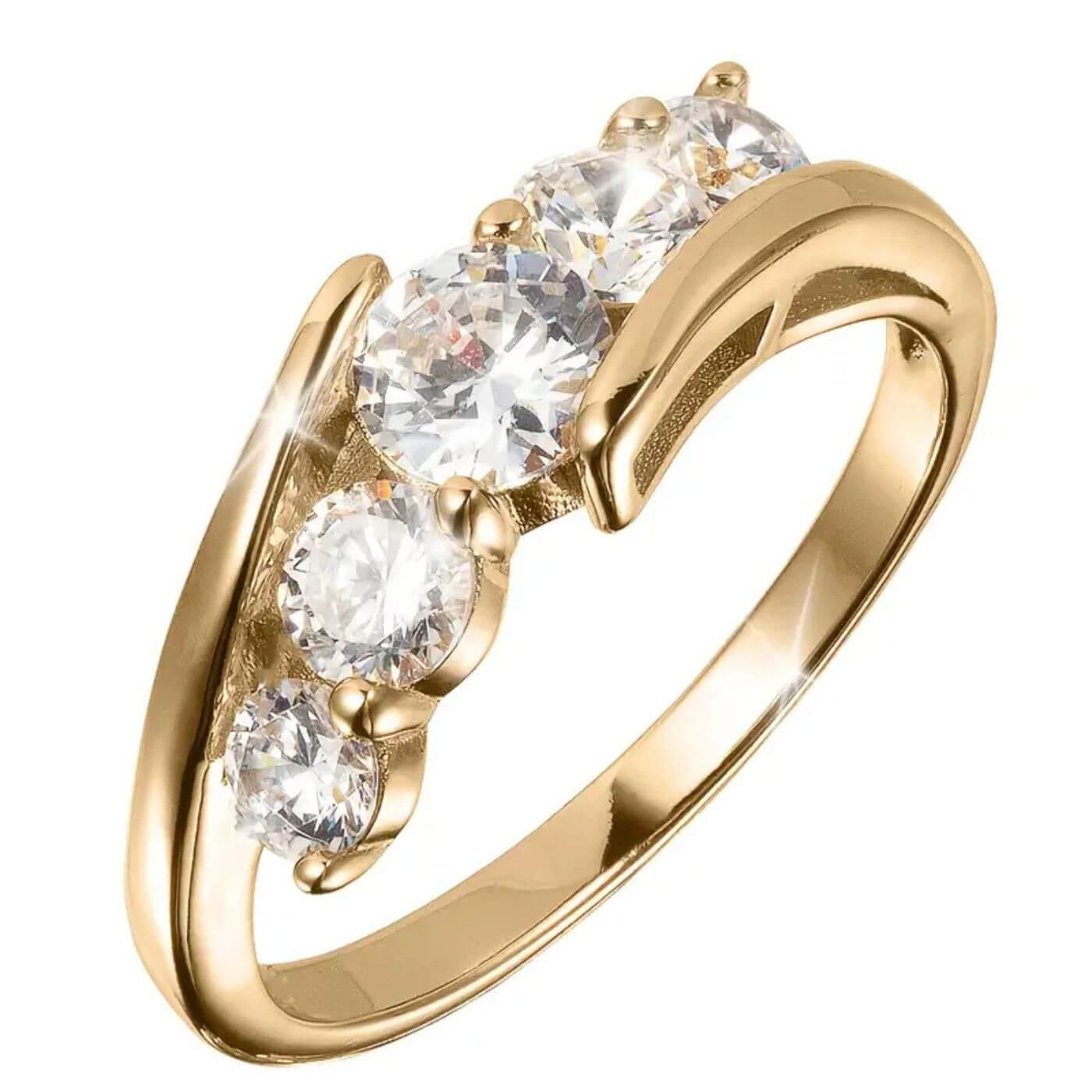 Luxury Crystal Five-Stone Gold Ring