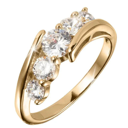 Luxury Crystal Five-Stone Gold Ring