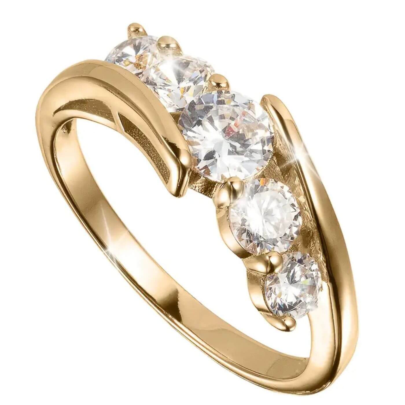 Luxury Crystal Five-Stone Gold Ring