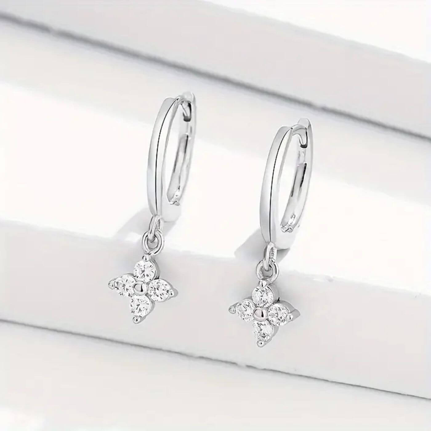 Luxury Crystal Flower Hoop Earrings