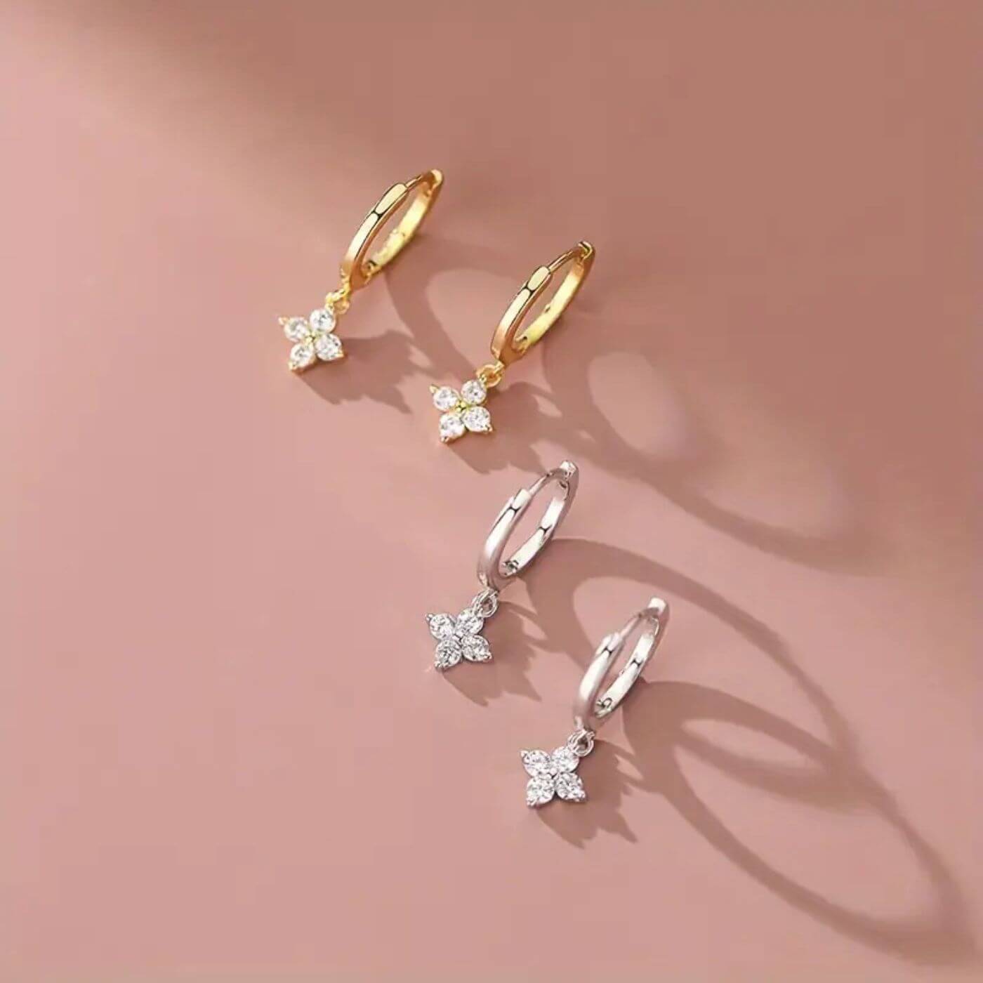 Luxury Crystal Flower Hoop Earrings