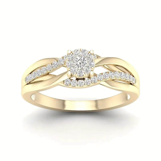 Luxury Crystal Gold Intertwined Ring