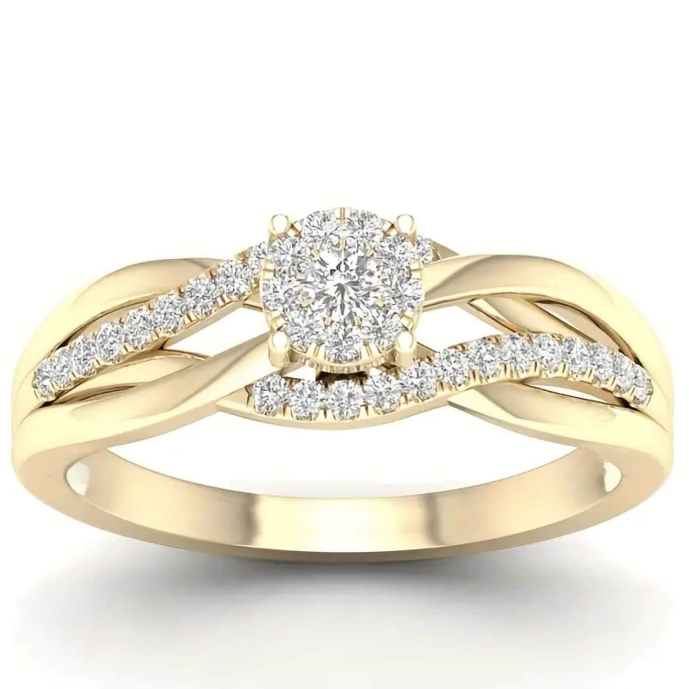 Luxury Crystal Gold Intertwined Ring