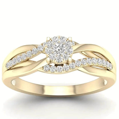 Luxury Crystal Gold Intertwined Ring
