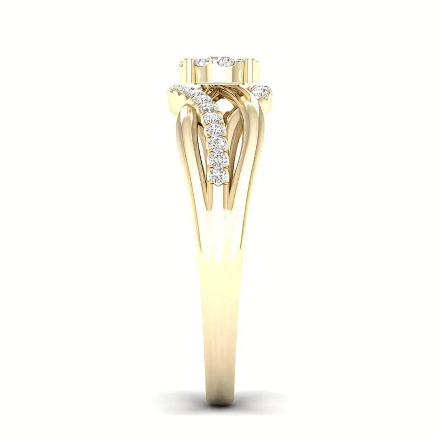 Luxury Crystal Gold Intertwined Ring