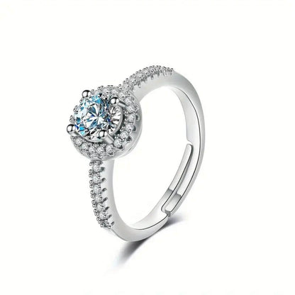 Luxury Crystal Adjustable Halo Engagement Ring