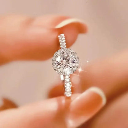 Luxury Crystal Adjustable Halo Engagement Ring